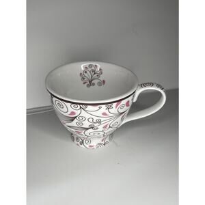 Mary Kay Coffee Mug 2011 Pink Brown Floral Footed Bottom Large Size